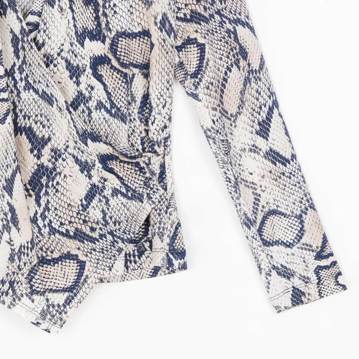 Butter Knit 8211 Long Sleeve Crossover Faux Wrap Top 8211 Python Scale 8211 Final Sale Women Clara Sunwoo Tops Tunics