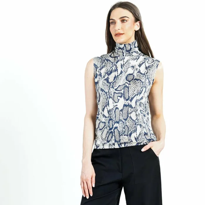 Butter Knit 8211 Mock Neck Box Tank 8211 Python Scale 8211 Final Sale Women Clara Sunwoo Tops Tunics
