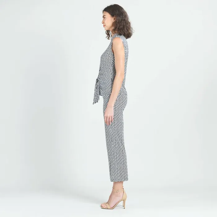 Butter Knit 8211 Sleeveless Center Front Tie Top 8211 Greek Key 8211 Final Sale Women Clara Sunwoo Tops Tunics