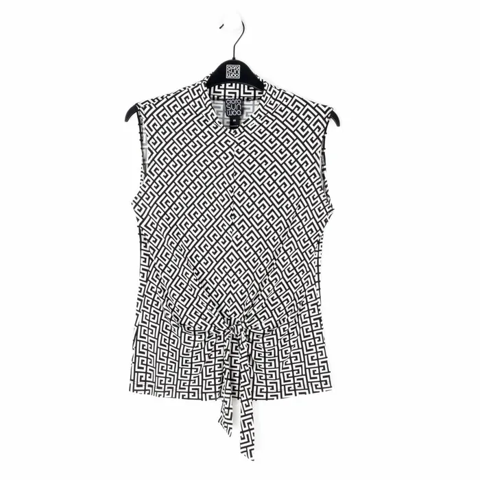 Butter Knit 8211 Sleeveless Center Front Tie Top 8211 Greek Key 8211 Final Sale Women Clara Sunwoo Tops Tunics