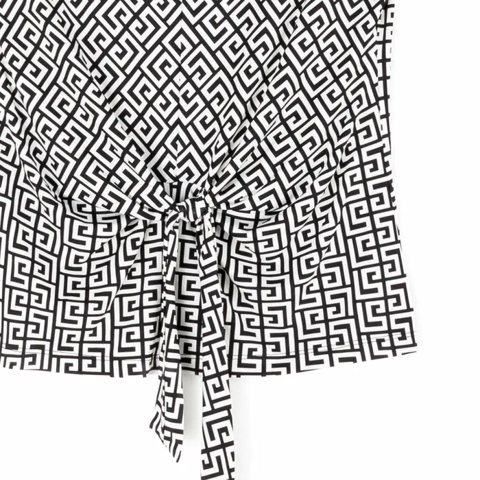 Butter Knit 8211 Sleeveless Center Front Tie Top 8211 Greek Key 8211 Final Sale Women Clara Sunwoo Tops Tunics