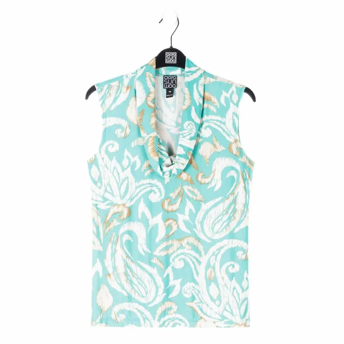 Butter Knit 8211 Sleeveless Draped Cowl Neck Top 8211 Paisley Lotus 8211 Final Sale Women Clara Sunwoo Tops Tunics