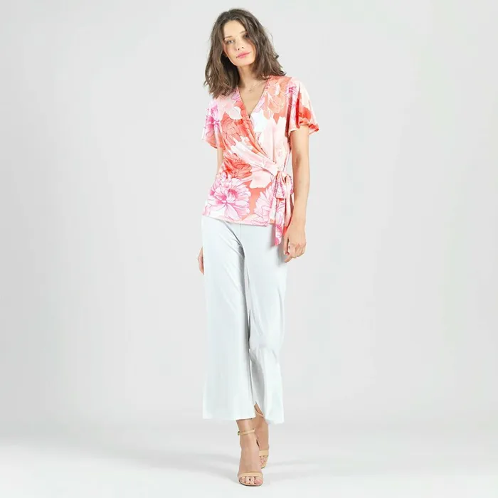 Butter Knit 8211 Surplice Faux Wrap Side Tie Top 8211 Sunset Petals Women Clara Sunwoo Tops Tunics Butter Knit 8211 Surplice Faux Wrap Side Tie Top 8211 Sunset Petals Women Clara Sunwoo Tops Tunics