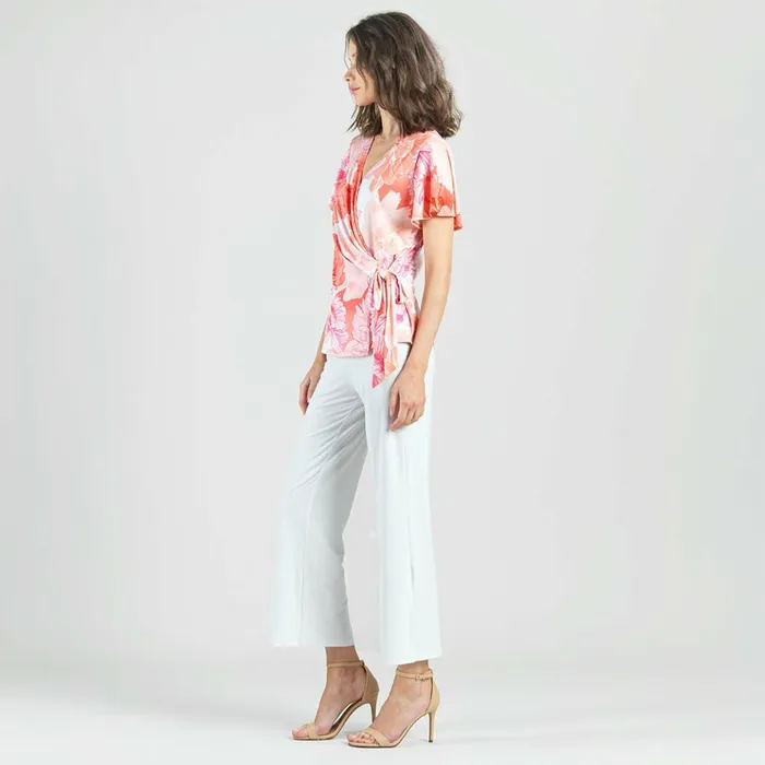 Butter Knit 8211 Surplice Faux Wrap Side Tie Top 8211 Sunset Petals Women Clara Sunwoo Tops Tunics