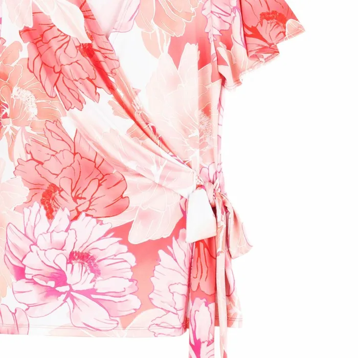 Butter Knit 8211 Surplice Faux Wrap Side Tie Top 8211 Sunset Petals Women Clara Sunwoo Tops Tunics