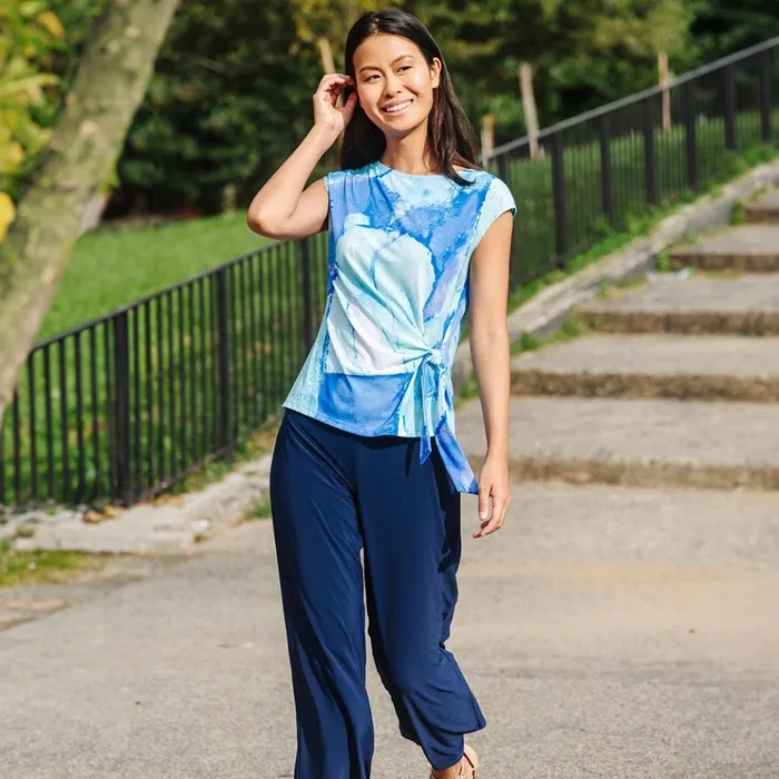 Cap Sleeve Side Tie Top 8211 Water Splash Women Clara Sunwoo Tops Tunics