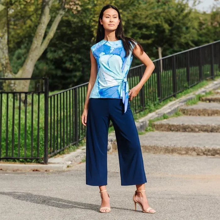 Cap Sleeve Side Tie Top 8211 Water Splash Women Clara Sunwoo Tops Tunics