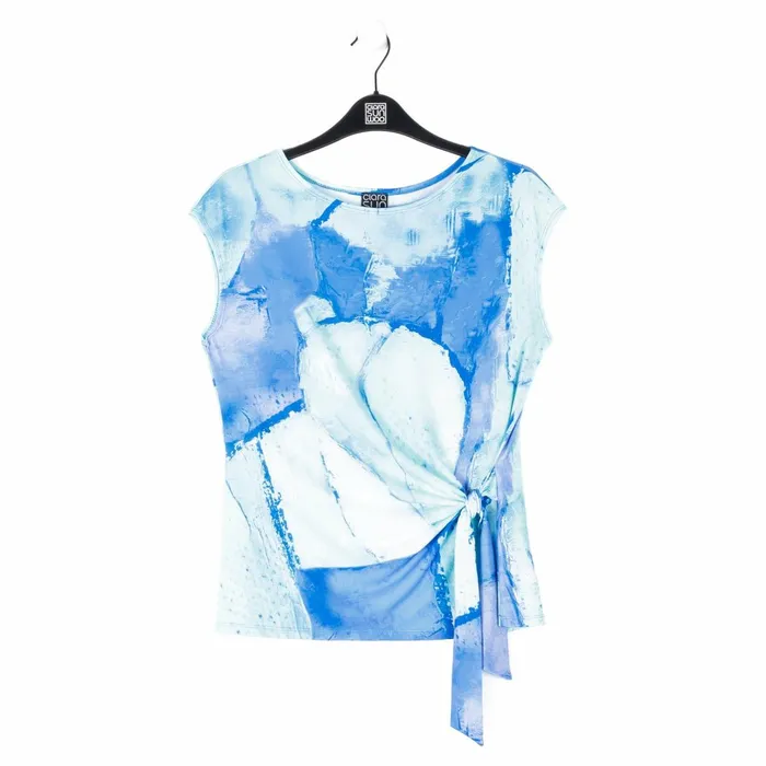 Cap Sleeve Side Tie Top 8211 Water Splash Women Clara Sunwoo Tops Tunics