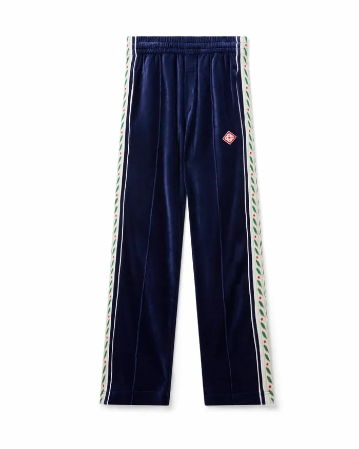 Casablanca Paris Aprs Sport Navy Modal Velour Laurel Taped Tracksuit Bottoms 8211 Men Casablanca Paris Aprs Sport Navy Modal Velour Laurel Taped Tracksuit Bottoms 8211 Men