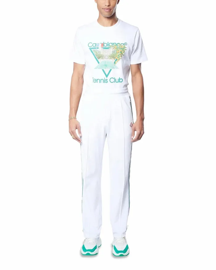 Casablanca Paris Aprs Sport White Modal Velour Laurel Taped Tracksuit Bottoms 8211 Men Casablanca Paris Aprs Sport White Modal Velour Laurel Taped Tracksuit Bottoms 8211 Men