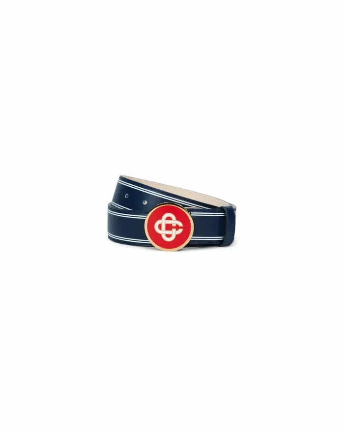 Casablanca Paris Belts Navy Monogram Logo Navy Leather Belt 8211 MenWomen