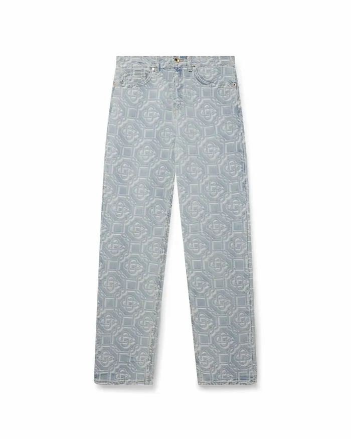 Casablanca Paris Denim Bleached Classic Monogram Straight Leg Jeans 8211 Women