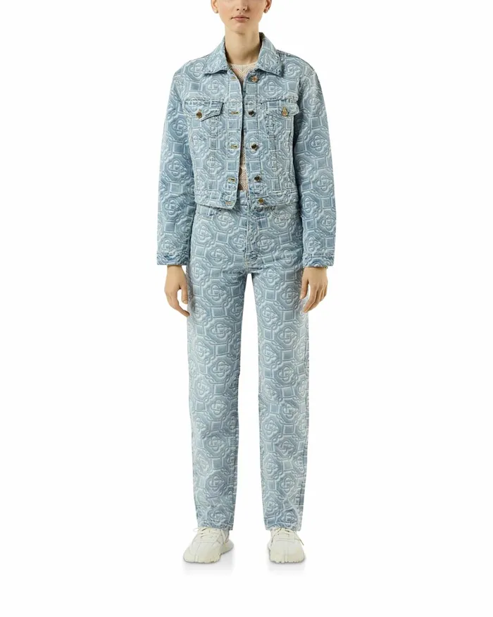 Casablanca Paris Denim Bleached Classic Monogram Straight Leg Jeans 8211 Women