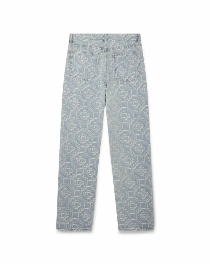 Casablanca Paris Denim Bleached Classic Monogram Straight Leg Jeans 8211 Women