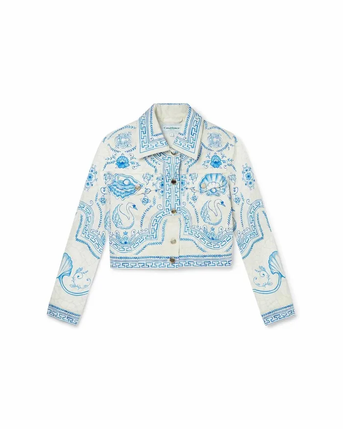 Casablanca Paris Denim Plat A Dessert Blanc Classic Printed Denim Jacket 8211 Women Casablanca Paris Denim Plat A Dessert Blanc Classic Printed Denim Jacket 8211 Women