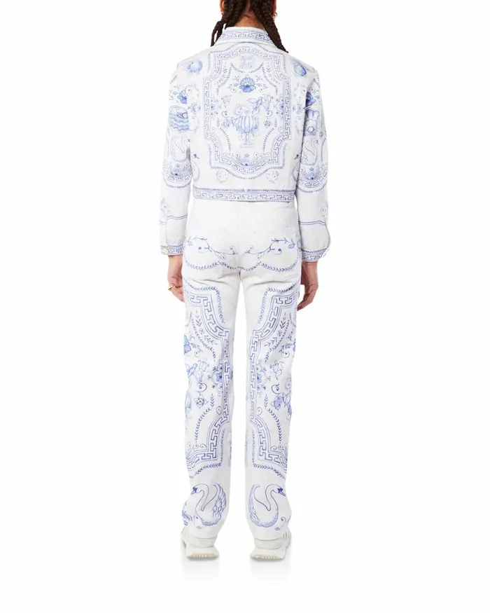 Casablanca Paris Denim Plat A Dessert Blanc Classic Printed Denim Jacket 8211 Women