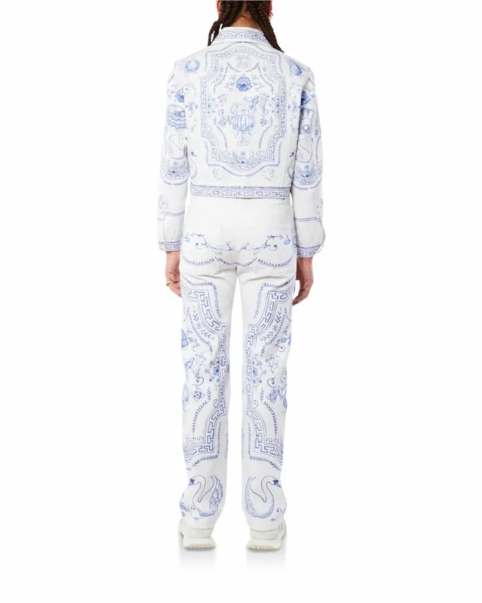 Casablanca Paris Denim Plat A Dessert Blanc Printed Straight Leg Jeans 8211 Women