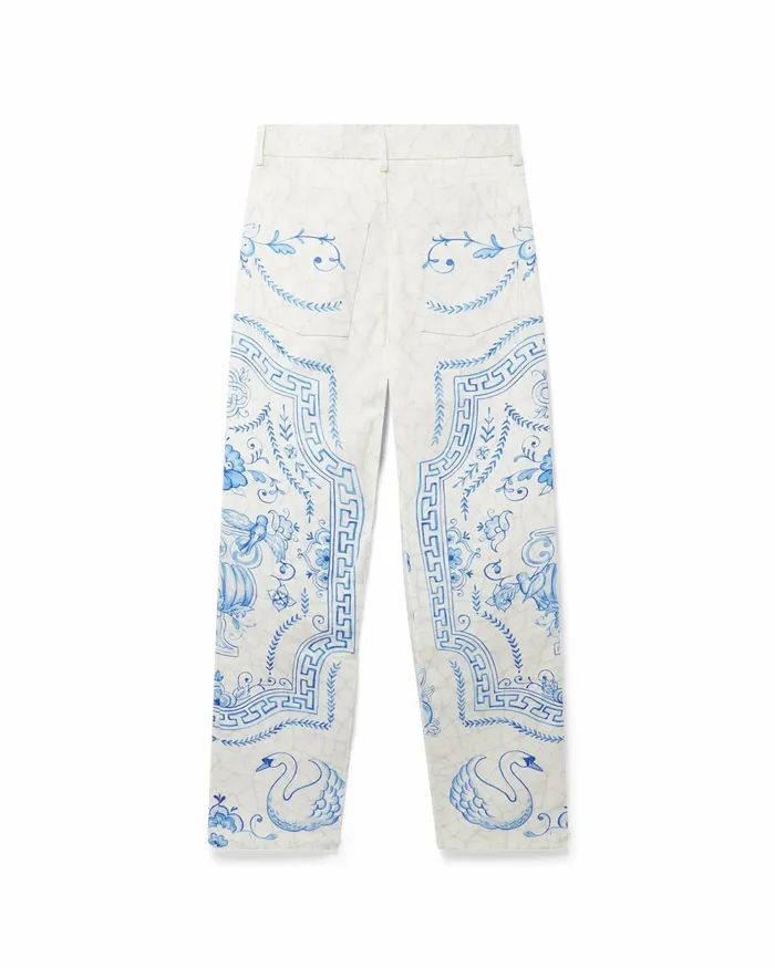 Casablanca Paris Denim Plat A Dessert Blanc Printed Straight Leg Jeans 8211 Women