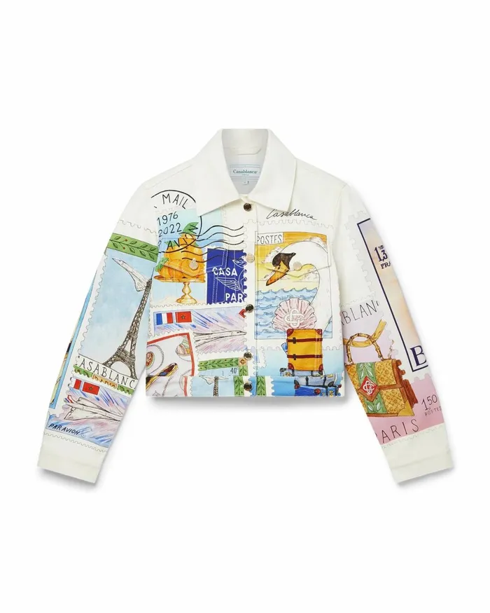Casablanca Paris Denim Souvenirs De Vacances Classic Printed Denim Jacket 8211 Women Casablanca Paris Denim Souvenirs De Vacances Classic Printed Denim Jacket 8211 Women