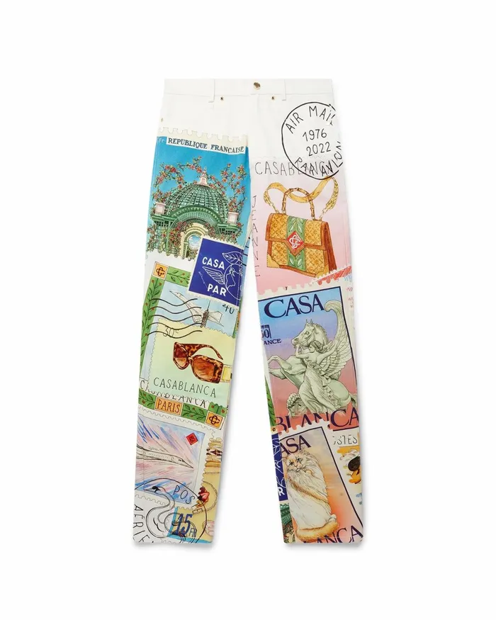 Casablanca Paris Denim Souvenirs De Vacances Printed Straight Leg Jeans 8211 Women Casablanca Paris Denim Souvenirs De Vacances Printed Straight Leg Jeans 8211 Women