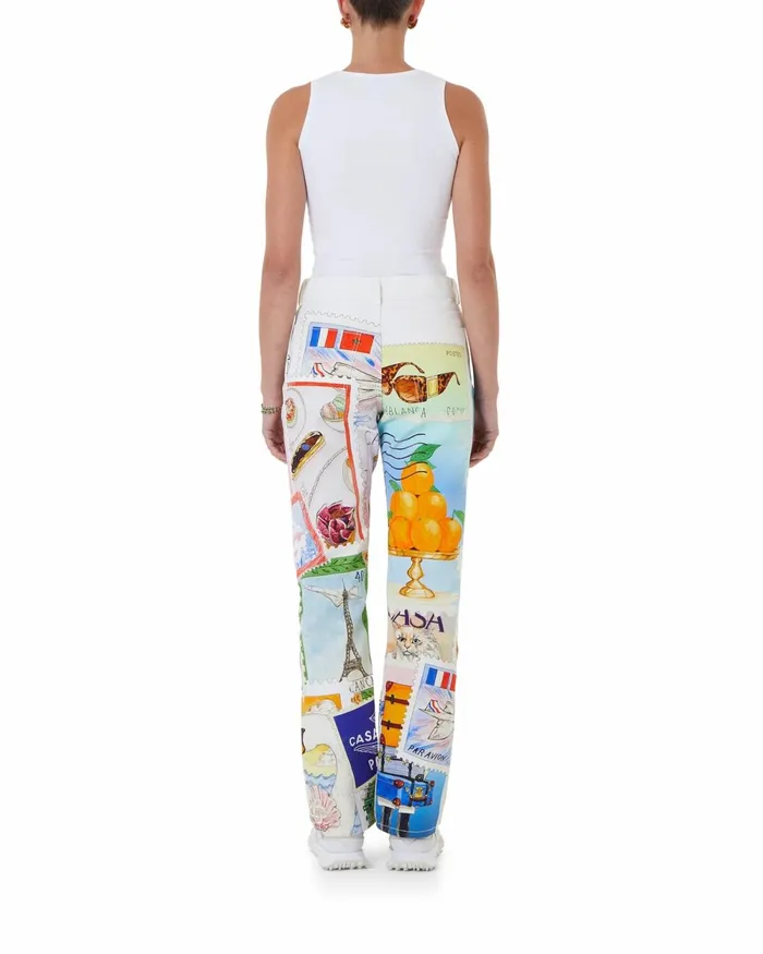 Casablanca Paris Denim Souvenirs De Vacances Printed Straight Leg Jeans 8211 Women