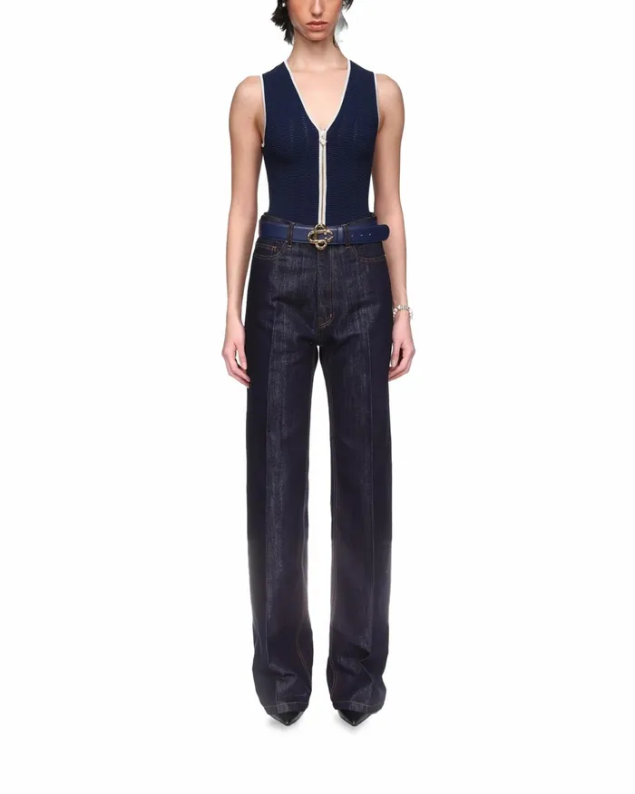 Casablanca Paris Denim Washed Indigo Silver Lurex Jeans 8211 Women
