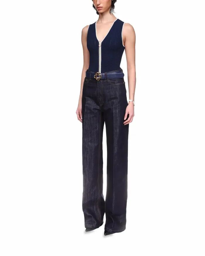 Casablanca Paris Denim Washed Indigo Silver Lurex Jeans 8211 Women