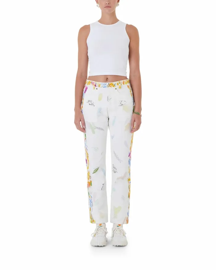 Casablanca Paris Denim Work In Progress Printed Straight Leg Jeans 8211 Women