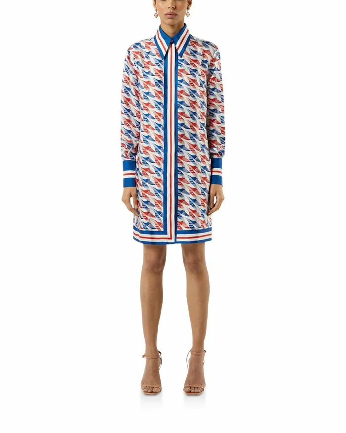 Casablanca Paris Dresses Aviation Houndstooth Printed Button Through Dress 8211 Women