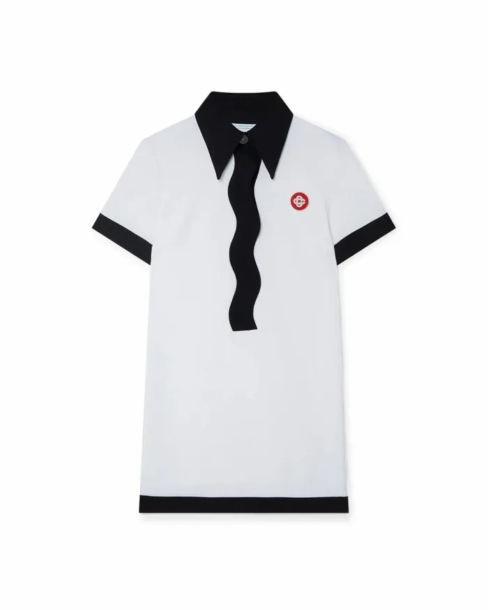 Casablanca Paris Dresses Black and White Wave Polo Dress 8211 Women