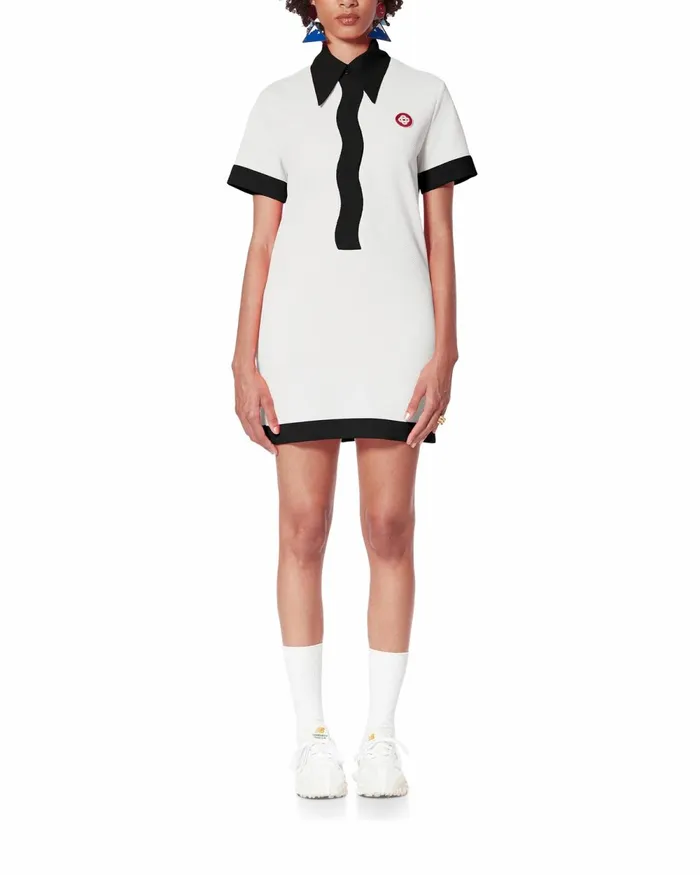 Casablanca Paris Dresses Black and White Wave Polo Dress 8211 Women
