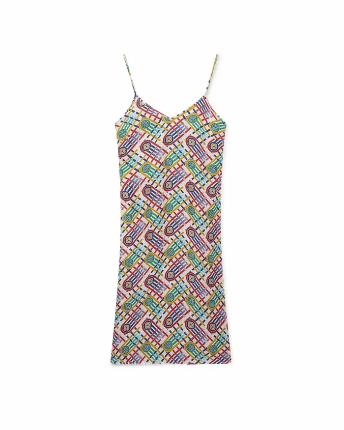Casablanca Paris Dresses Tennis Monogram Silk Slip Dress 8211 Women