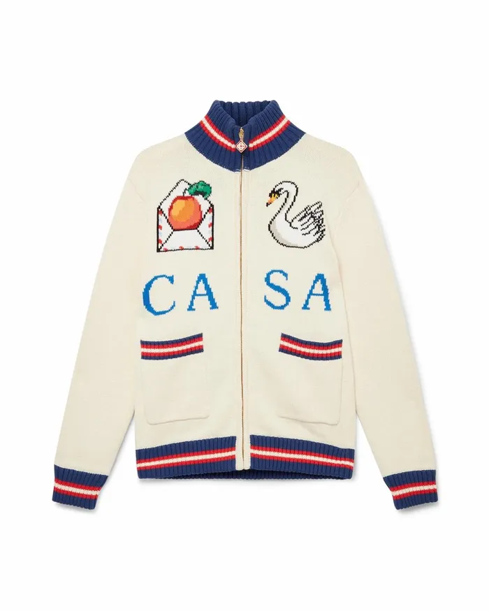 Casablanca Paris Knitwear Casa Swan Zip Up Jacket 8211 Men