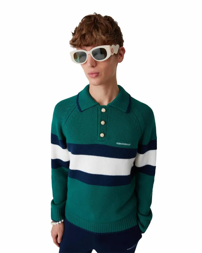 Casablanca Paris Knitwear Colourblock Polo Shirt 8211 Men