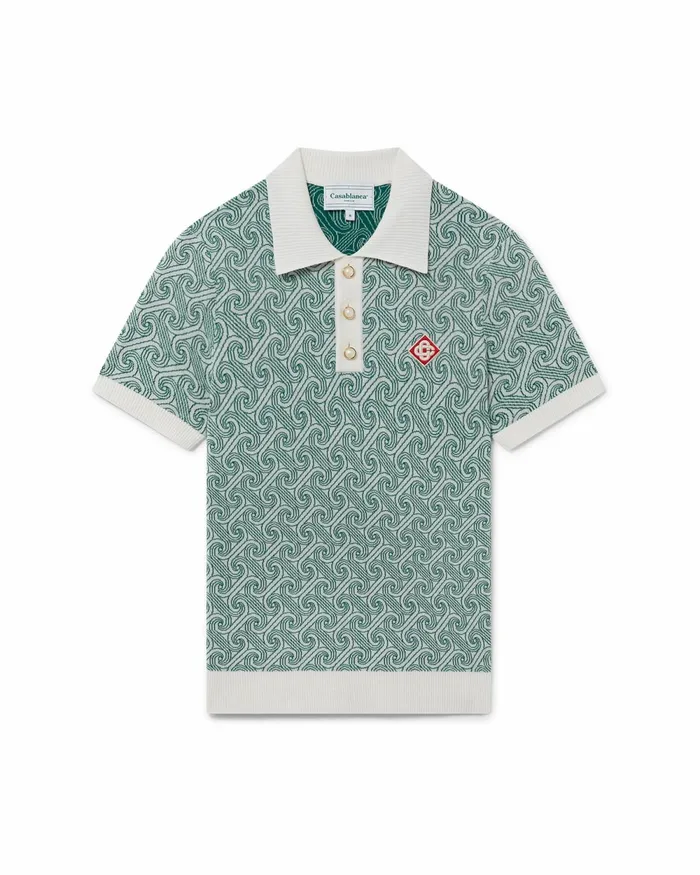 Casablanca Paris Knitwear Column Jacquard Monogram Polo Shirt 8211 Men