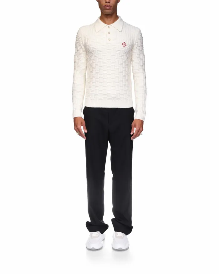 Casablanca Paris Knitwear Column Knit Polo Shirt 8211 Men Casablanca Paris Knitwear Column Knit Polo Shirt 8211 Men