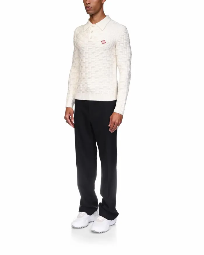 Casablanca Paris Knitwear Column Knit Polo Shirt 8211 Men Casablanca Paris Knitwear Column Knit Polo Shirt 8211 Men