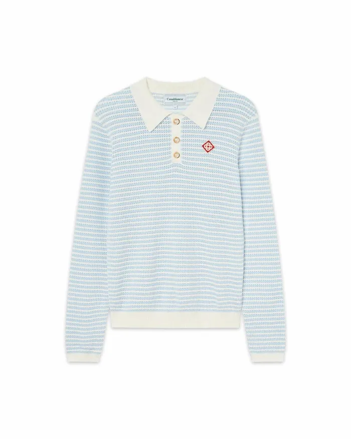 Casablanca Paris Knitwear Cotton Knit Striped Polo Shirt 8211 Men