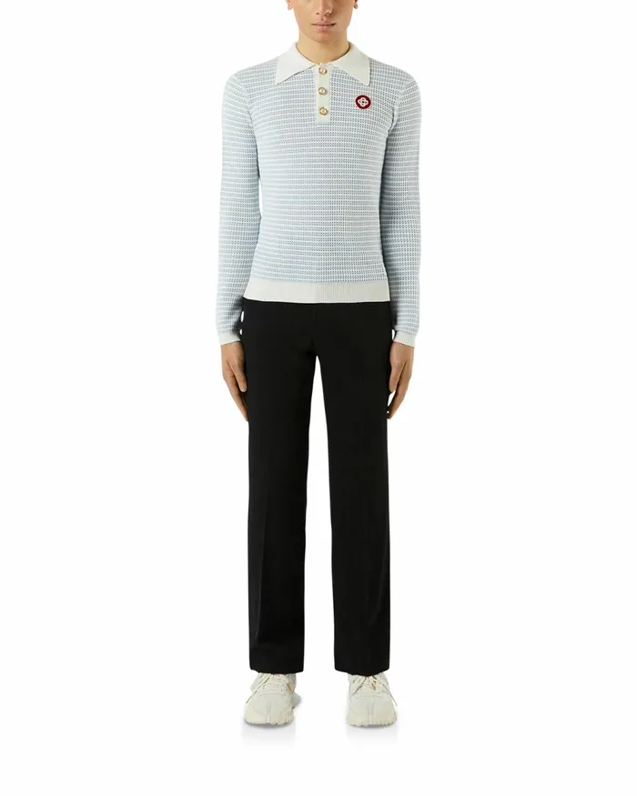 Casablanca Paris Knitwear Cotton Knit Striped Polo Shirt 8211 Men
