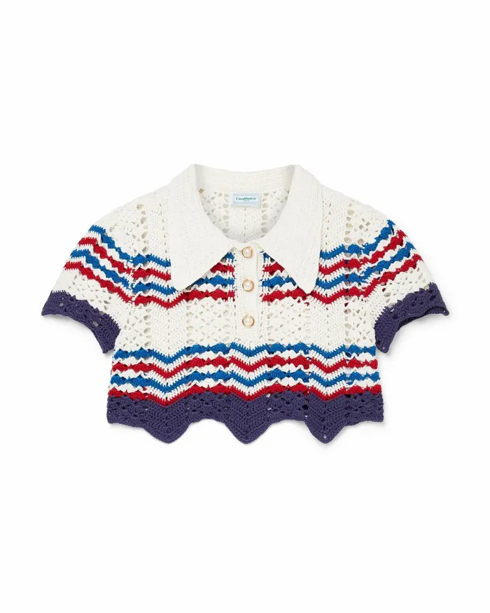 Casablanca Paris Knitwear Crochet Chevron Polo 8211 Women