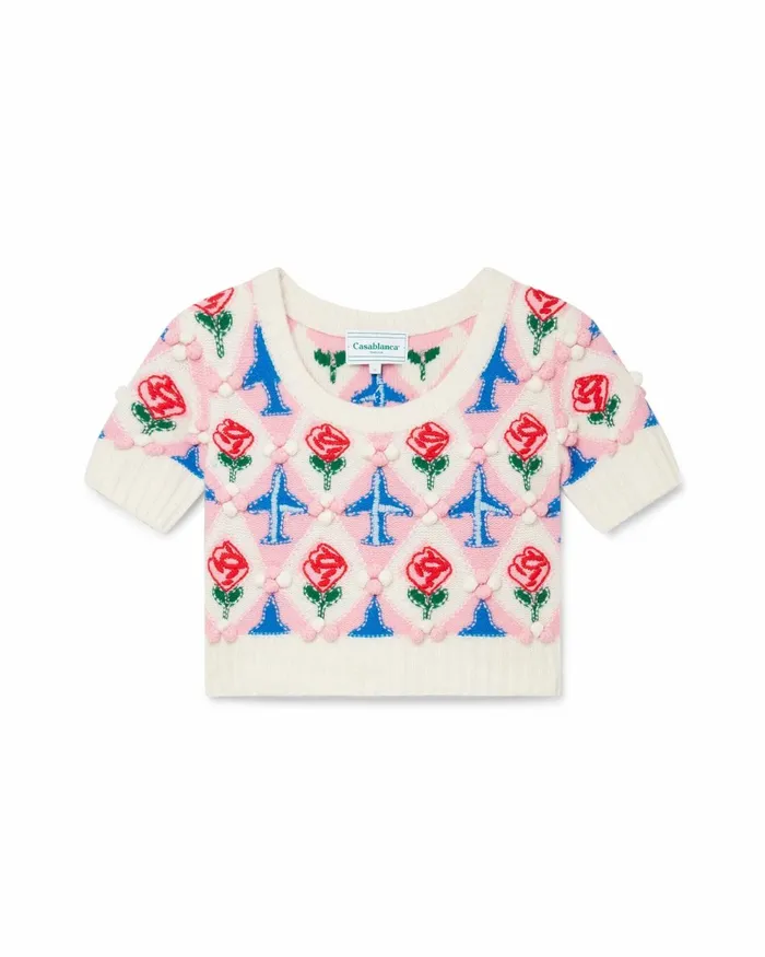 Casablanca Paris Knitwear Cropped Argyle Jumper 8211 Women