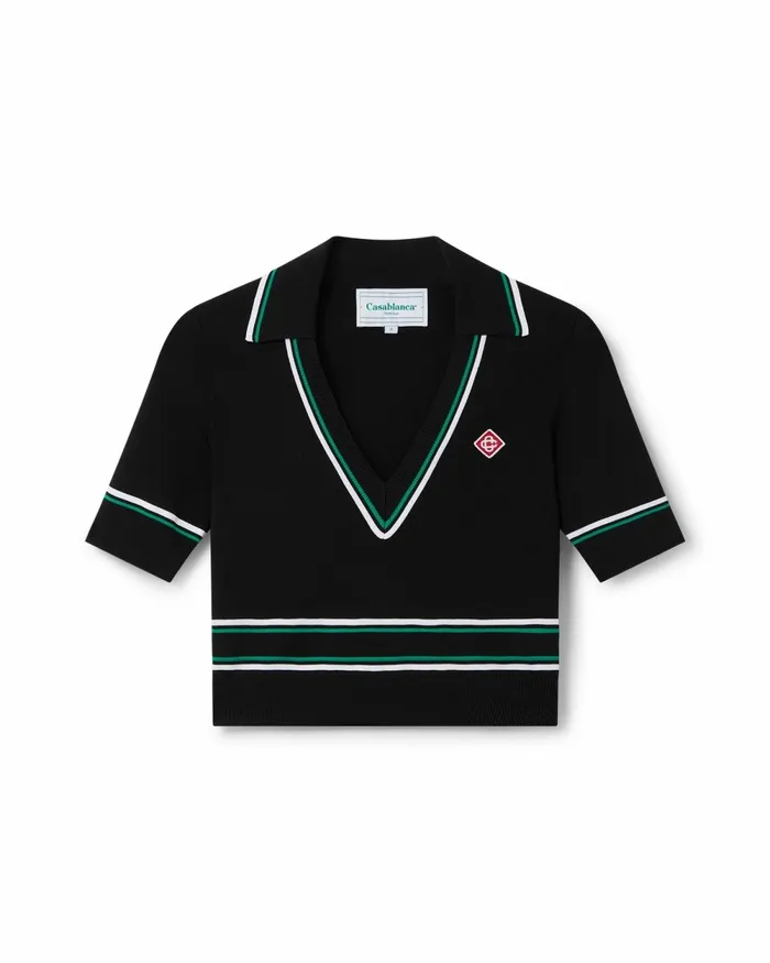 Casablanca Paris Knitwear Cropped Knit Polo Shirt 8211 Women