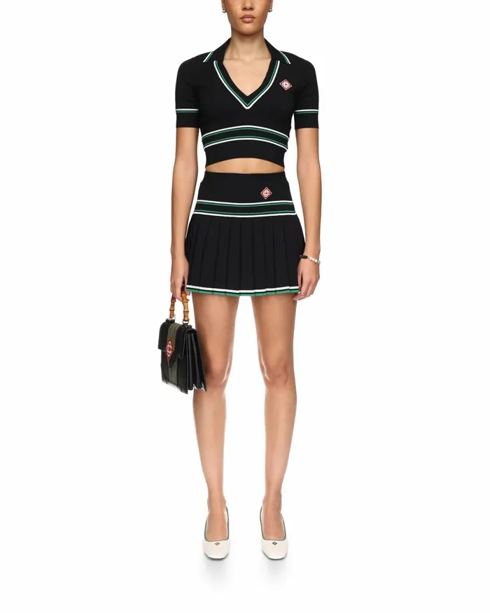 Casablanca Paris Knitwear Cropped Knit Polo Shirt 8211 Women