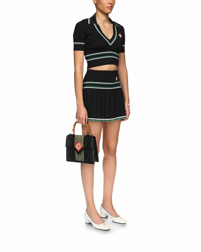 Casablanca Paris Knitwear Cropped Knit Polo Shirt 8211 Women