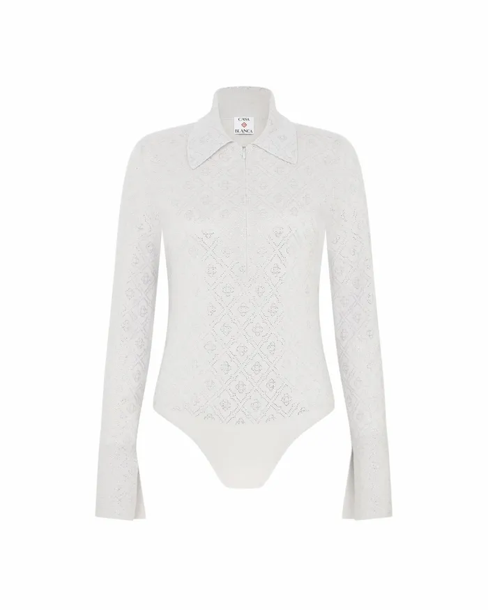 Casablanca Paris Knitwear Crystal Monogram Knit Bodysuit 8211 Women