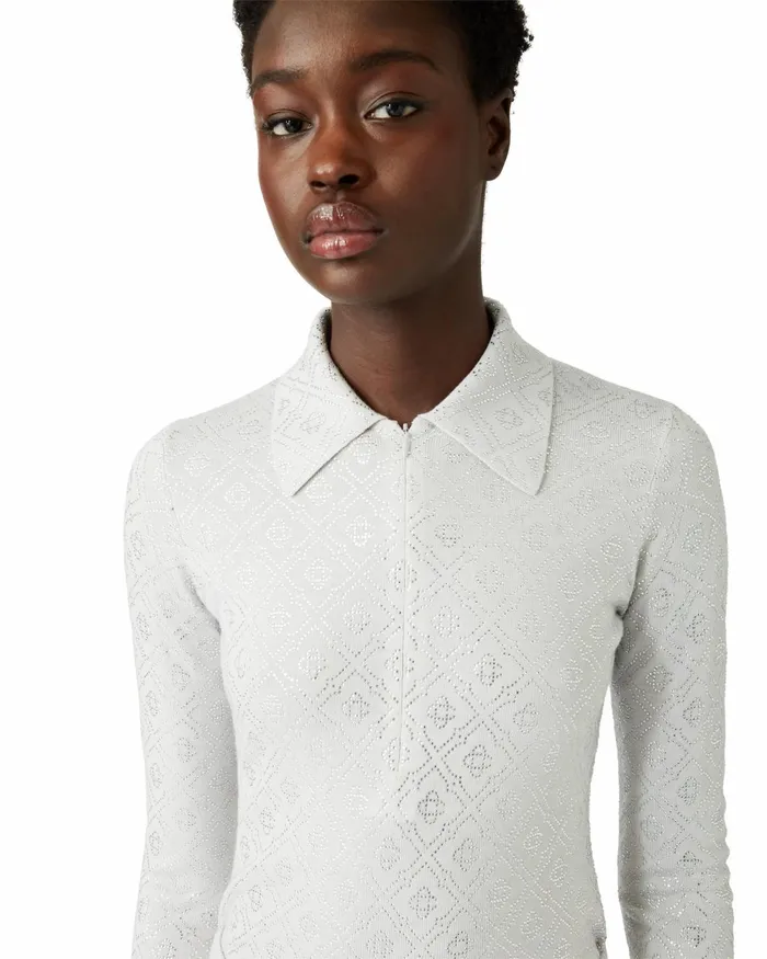 Casablanca Paris Knitwear Crystal Monogram Knit Bodysuit 8211 Women