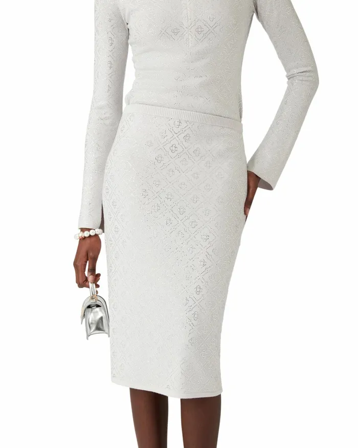 Casablanca Paris Knitwear Crystal Monogram Knit Skirt 8211 Women
