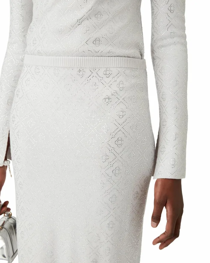 Casablanca Paris Knitwear Crystal Monogram Knit Skirt 8211 Women