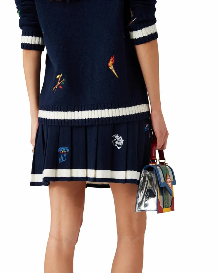 Casablanca Paris Knitwear Embroidered Motif Wool Cashmere Pleated Skirt 8211 Women Casablanca Paris Knitwear Embroidered Motif Wool Cashmere Pleated Skirt 8211 Women