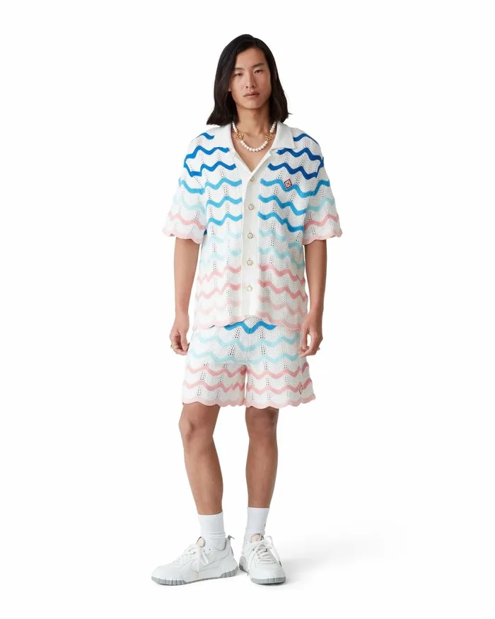 Casablanca Paris Knitwear Gradient Wave Crochet Shirt 8211 Men